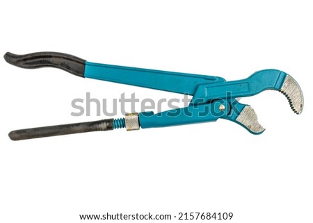 Adjustable pipe wrench isolated on white background