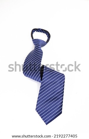 adjustable pre tied zipper necktie isolated on white background, men's fashion necktie with white backdrop 