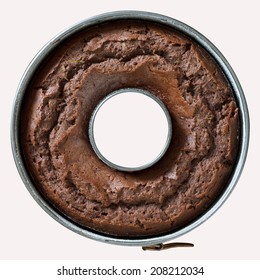 Adjustable Round Metal Baking Ring With Chocolate Sponge Cake.