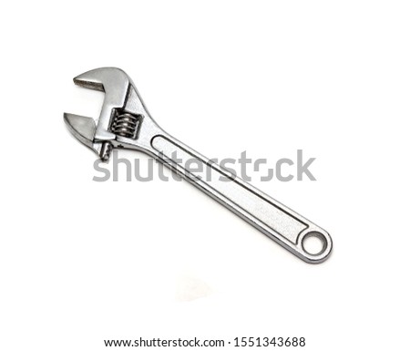 Adjustable spanner on a white background
