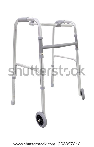Adjustable walker for elderly, disabled isolated on white