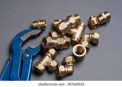 Adjustable Wrench Connection Fittings On Grey Stock Photo 397620667 ...