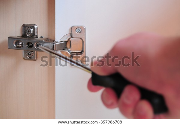 Adjusting Fixing Cabinet Door Hinge Stock Photo Edit Now