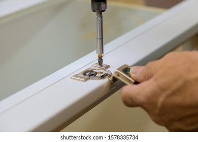 Adjusting Fixing Cabinet On Hinge White Wooden Doors