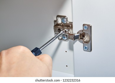 Adjustment Mechanism Opening Door Desktop Screwdriver Stock Photo ...