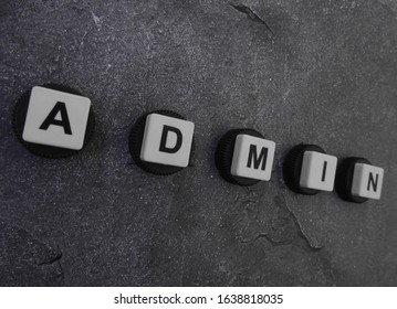 Admin, word cube with background.