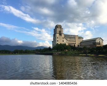 Administration Building And Dong Lake At National Donghua University, Hualien County, Taiwan