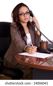 Administrative Assistant On The Phone On Pure White Background