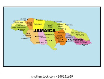 Administrative map of Jamaica