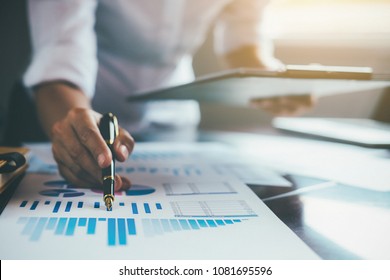 Administrator business man financial inspector and secretary making report calculating balance. Internal Revenue Service checking document. Audit concept - Shutterstock ID 1081695596