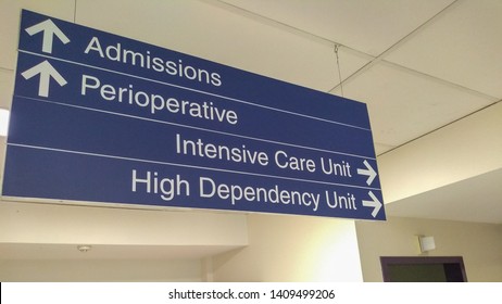 Admissions And Perioperative / ICU Directions Sign In A Hospital