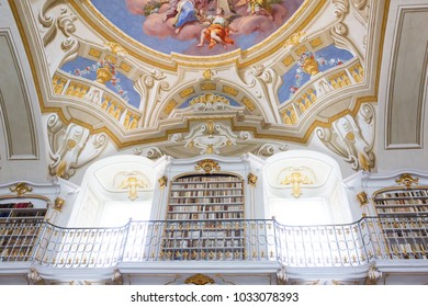 ADMONT, AUSTRIA - AUGUST 10, 2017: : Admont Abbey Library, Part Of Benedictine Monastery In Styria. The Library Of Admont Abbey Is One Of The Largest All-embracing Creations Of The Late European Baroq