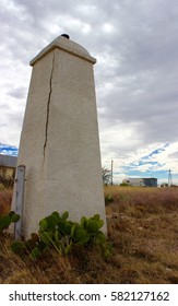 Adobe Brick Gate Marfa West Texas Prickly Pear Cactus Road Vista Sky Cloud 