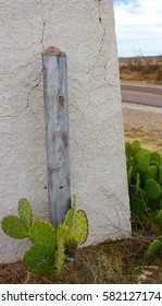 Adobe Brick Gate Marfa West Texas Prickly Pear Cactus Road Vista Sky Cloud 