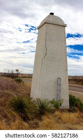 Adobe Brick Gate Marfa West Texas Prickly Pear Cactus Road Vista Sky Cloud 