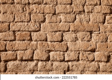 Adobe Brick Wall Detail For Background Or Texture