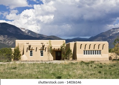 Adobe Mountain House In New Mexico.