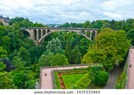 Adolphe Bridge is an arch bridge in Luxembourg City, in southern Luxembourg. Adolphe Bridge has become an unofficial national symbol, representing Luxembourg's independence.
