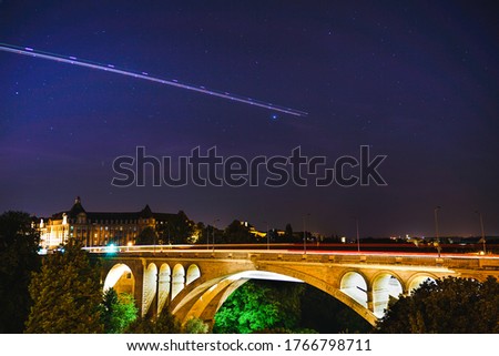 Adolphe Bridge in Luxembourg City at night