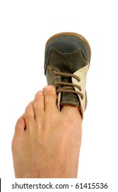 Big Foot Small Shoe Images, Stock 