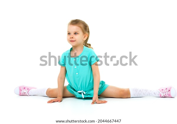 Adorable Active Little Girl Doing Split Stock Photo 2044667447 ...