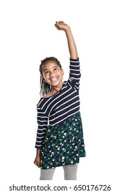 An Adorable african little girl on studio white background