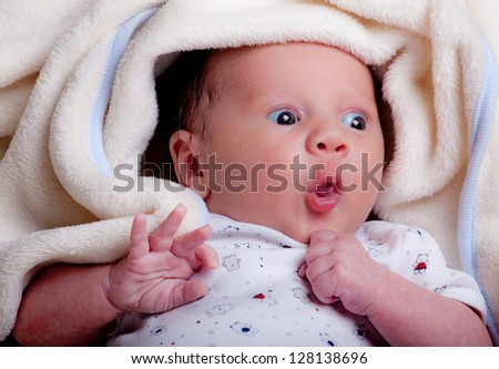 Similar – Baby girl two months old yawning