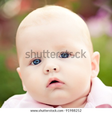 Similar – Little baby girl with funny surprise expression on her face