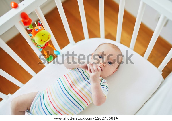 Adorable Baby Girl Cosleeper Crib Attached Stock Photo Edit Now