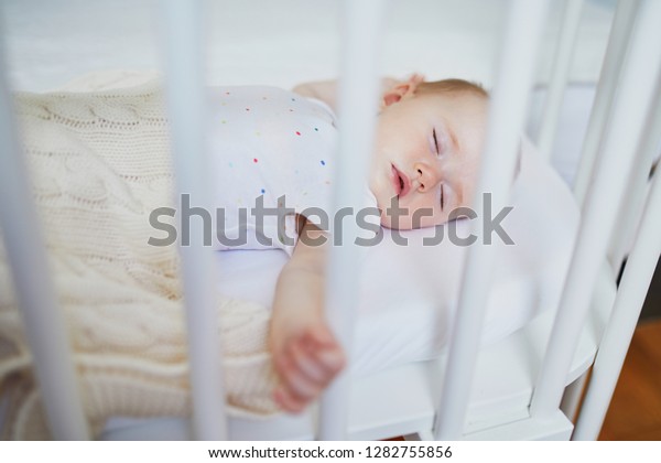 Adorable Baby Girl Sleeping Cosleeper Crib Stock Photo Edit Now