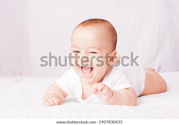 Adorable Baby Lying On Stomach White Stock Photo Shutterstock