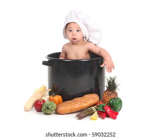 Adorable Baby Taking a Portrait in a Chef Themed Studio Set