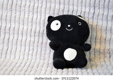 Adorable Black And White Squishy Cat Plush Toy