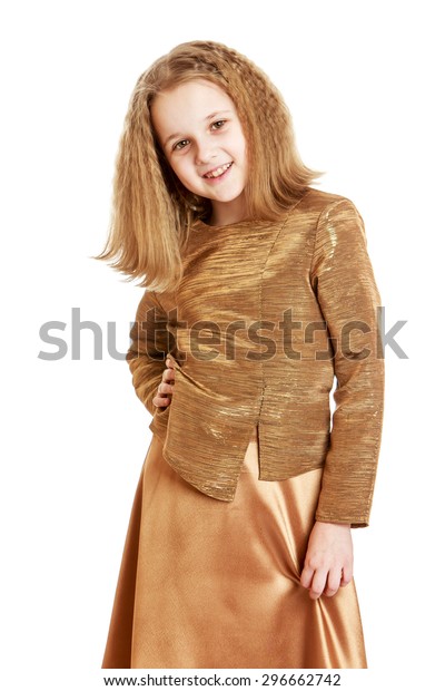 Adorable Blonde Schoolgirl Long Flowing Blonde Stock Photo Edit