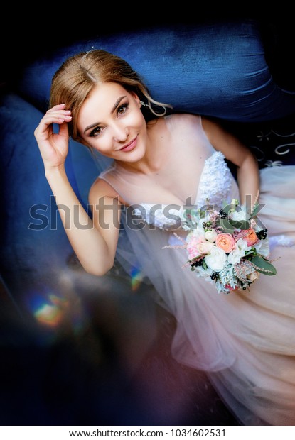 Adorable Bride Rich Wedding Dress Rests Stock Photo Edit Now