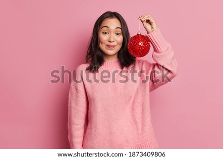 Similar – Image, Stock Photo Pink Christmas ball baubles isolated on pink background,