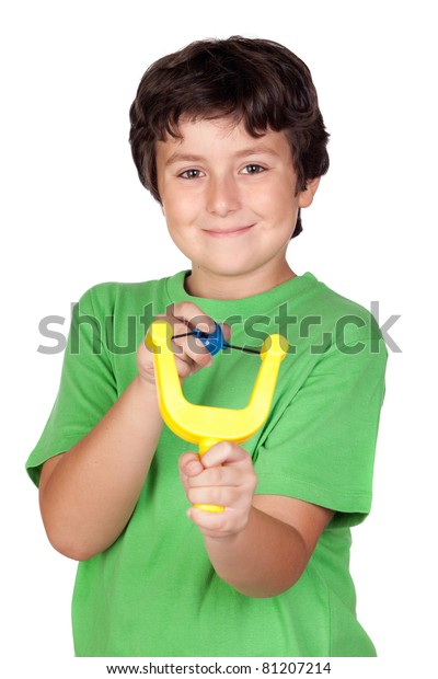 Adorable Child Slingshot Isolated On White Stock Photo 81207214 ...