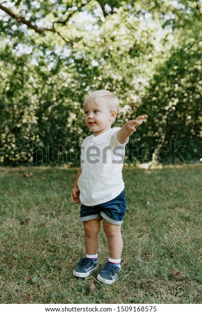 Adorable Cute Little Blond Hair Blue Stock Photo Edit Now 1509168575