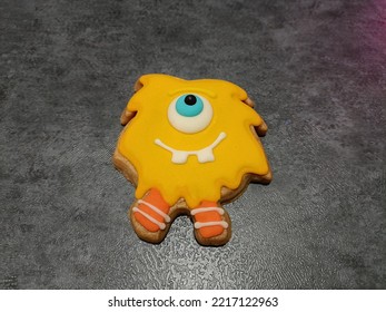 Adorable Cute Yellow One Eye Monster Icing Cookie