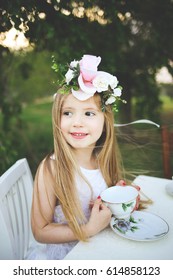 Adorable Girl At A Tea Party