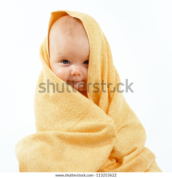 Adorable Happy Baby Yellow Towel Stock Photo (Edit Now) 113253622