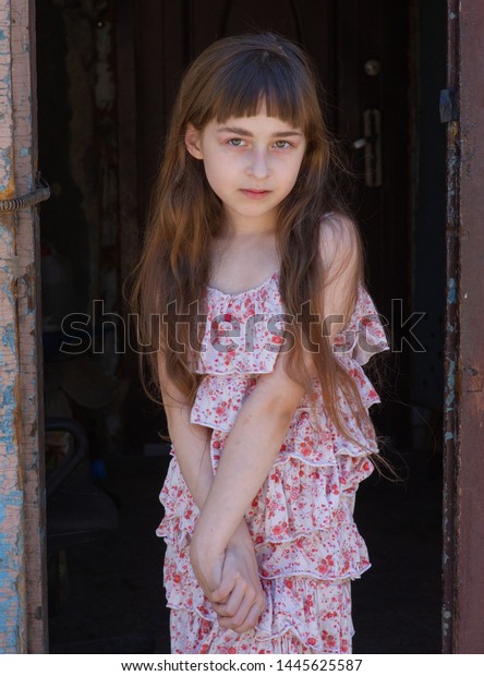 Adorable Happy Little Girl Outdoors Portrait Stock Photo