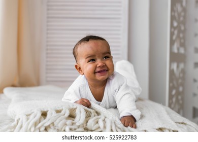 Adorable Little African American Baby Boy Laughing - Black People