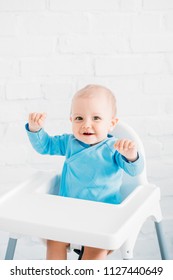 Adorable Little Baby Sitting High Chair Stock Photo 1127440649 ...