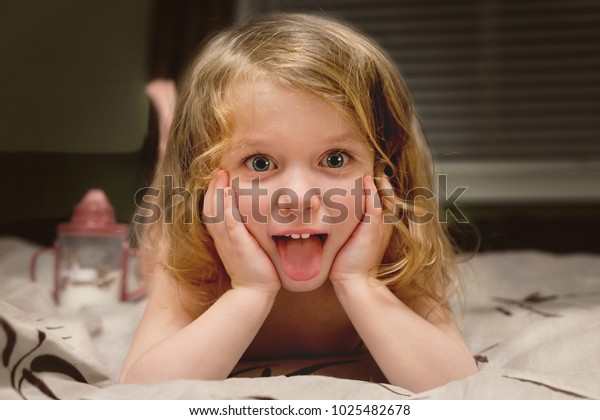 Adorable Little Blonde Curly Hair Caucasian Stock Photo Edit Now