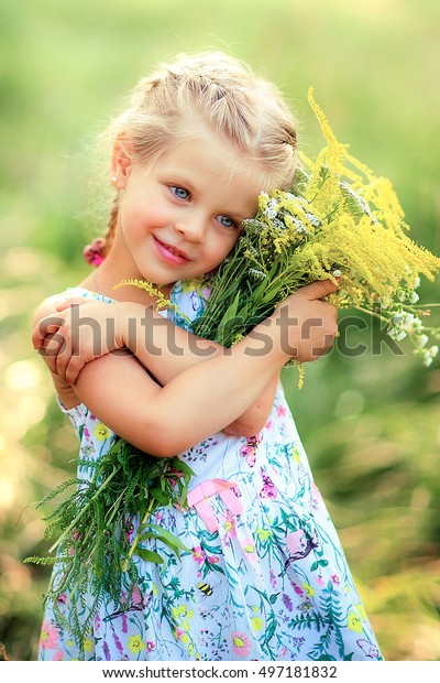 Adorable Little Blonde Girl Braided Hair Stock Photo Edit Now