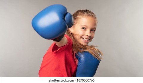 Adorable Little Girl Boxer Practicing Punches Stock Photo 1870800766 ...