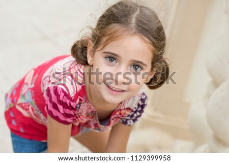 Similar – Adorable little girl combed with pigtails