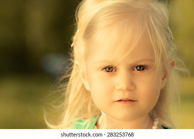 Adorable Little Girl Looking Directly Camera Stock Photo 283253768 ...