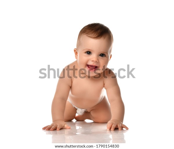 Adorable Petit Bebe Fille Positive Nue Photo De Stock Modifiable